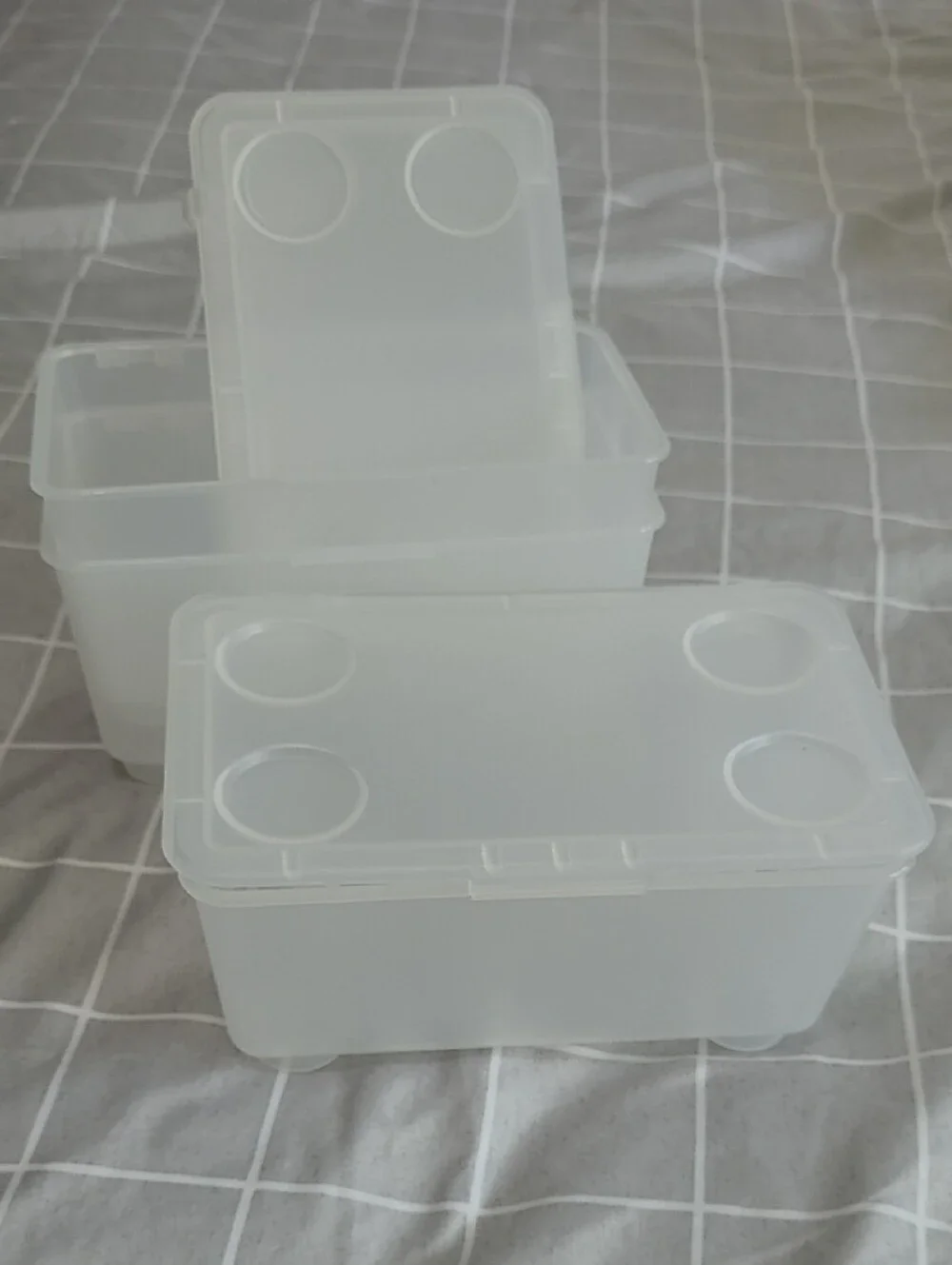 IKEA GLIS Storage Boxes with Lids - White Plastic